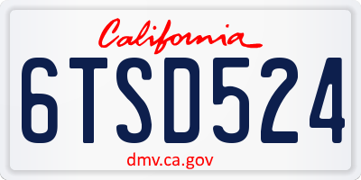 CA license plate 6TSD524