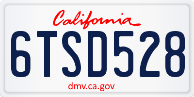 CA license plate 6TSD528