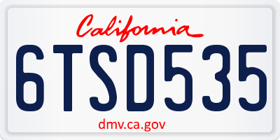 CA license plate 6TSD535