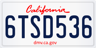 CA license plate 6TSD536