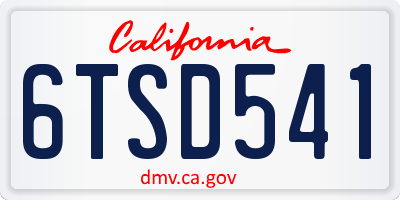CA license plate 6TSD541