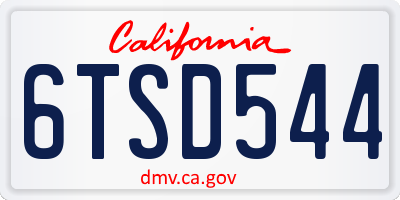 CA license plate 6TSD544