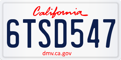 CA license plate 6TSD547