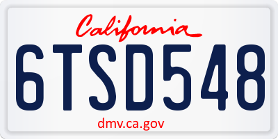 CA license plate 6TSD548