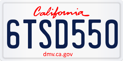 CA license plate 6TSD550