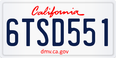 CA license plate 6TSD551