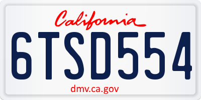 CA license plate 6TSD554