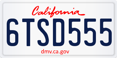 CA license plate 6TSD555