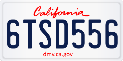 CA license plate 6TSD556
