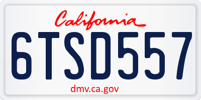 CA license plate 6TSD557