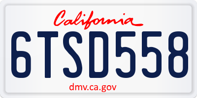 CA license plate 6TSD558
