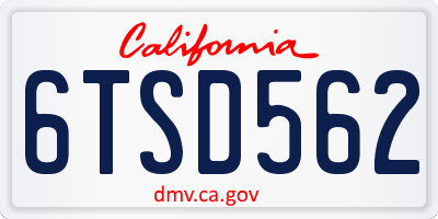 CA license plate 6TSD562
