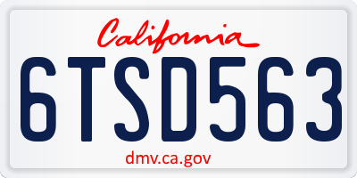 CA license plate 6TSD563