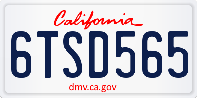 CA license plate 6TSD565