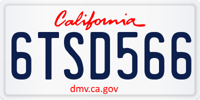 CA license plate 6TSD566