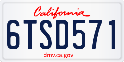 CA license plate 6TSD571