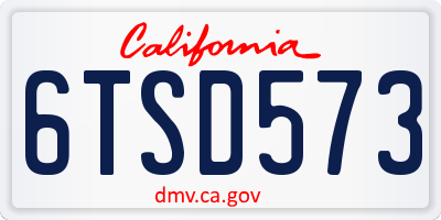 CA license plate 6TSD573