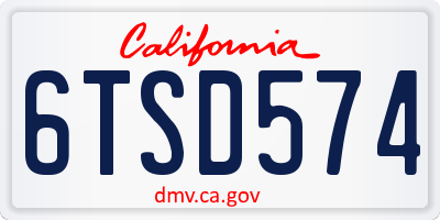 CA license plate 6TSD574