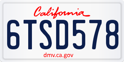 CA license plate 6TSD578