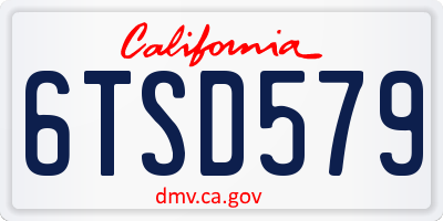 CA license plate 6TSD579