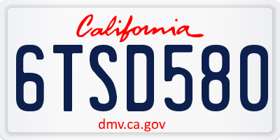 CA license plate 6TSD580