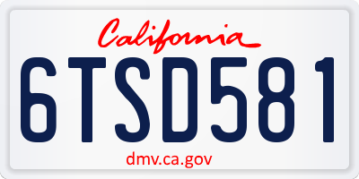 CA license plate 6TSD581