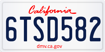 CA license plate 6TSD582