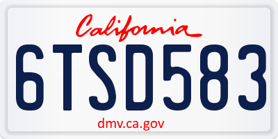 CA license plate 6TSD583