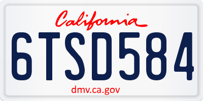 CA license plate 6TSD584
