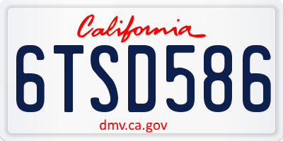 CA license plate 6TSD586