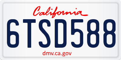 CA license plate 6TSD588