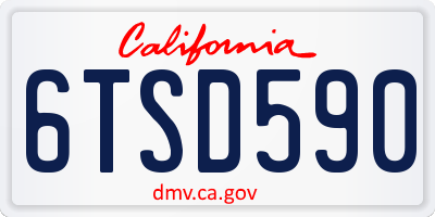 CA license plate 6TSD590