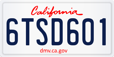 CA license plate 6TSD601