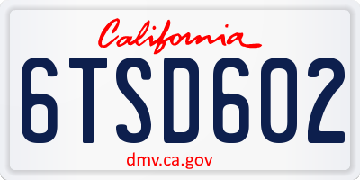 CA license plate 6TSD602