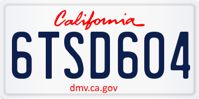 CA license plate 6TSD604