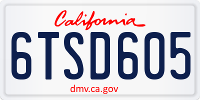 CA license plate 6TSD605