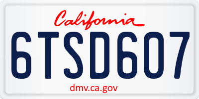 CA license plate 6TSD607
