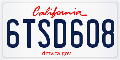 CA license plate 6TSD608
