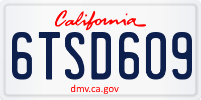 CA license plate 6TSD609