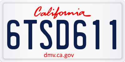 CA license plate 6TSD611