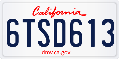 CA license plate 6TSD613
