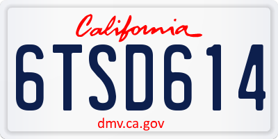 CA license plate 6TSD614