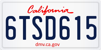 CA license plate 6TSD615