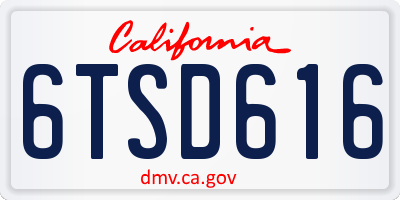 CA license plate 6TSD616