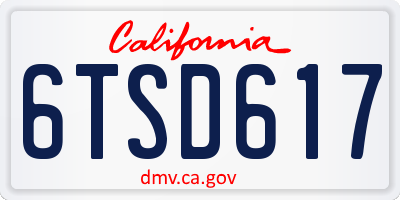 CA license plate 6TSD617