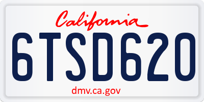 CA license plate 6TSD620
