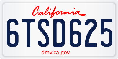 CA license plate 6TSD625