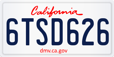 CA license plate 6TSD626