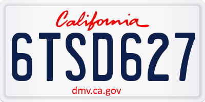 CA license plate 6TSD627