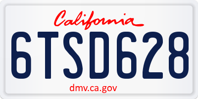 CA license plate 6TSD628